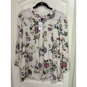 LOFT OUTLET  Women’s IVORY Floral Print Blouse Size XL NWT FALL